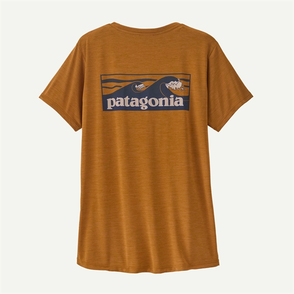 Patagonia Womens Cap Cool Daily Shirt - Boardshort Logo cinnamon brown